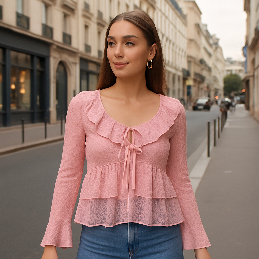 The Arabella Lace Ruffle Top