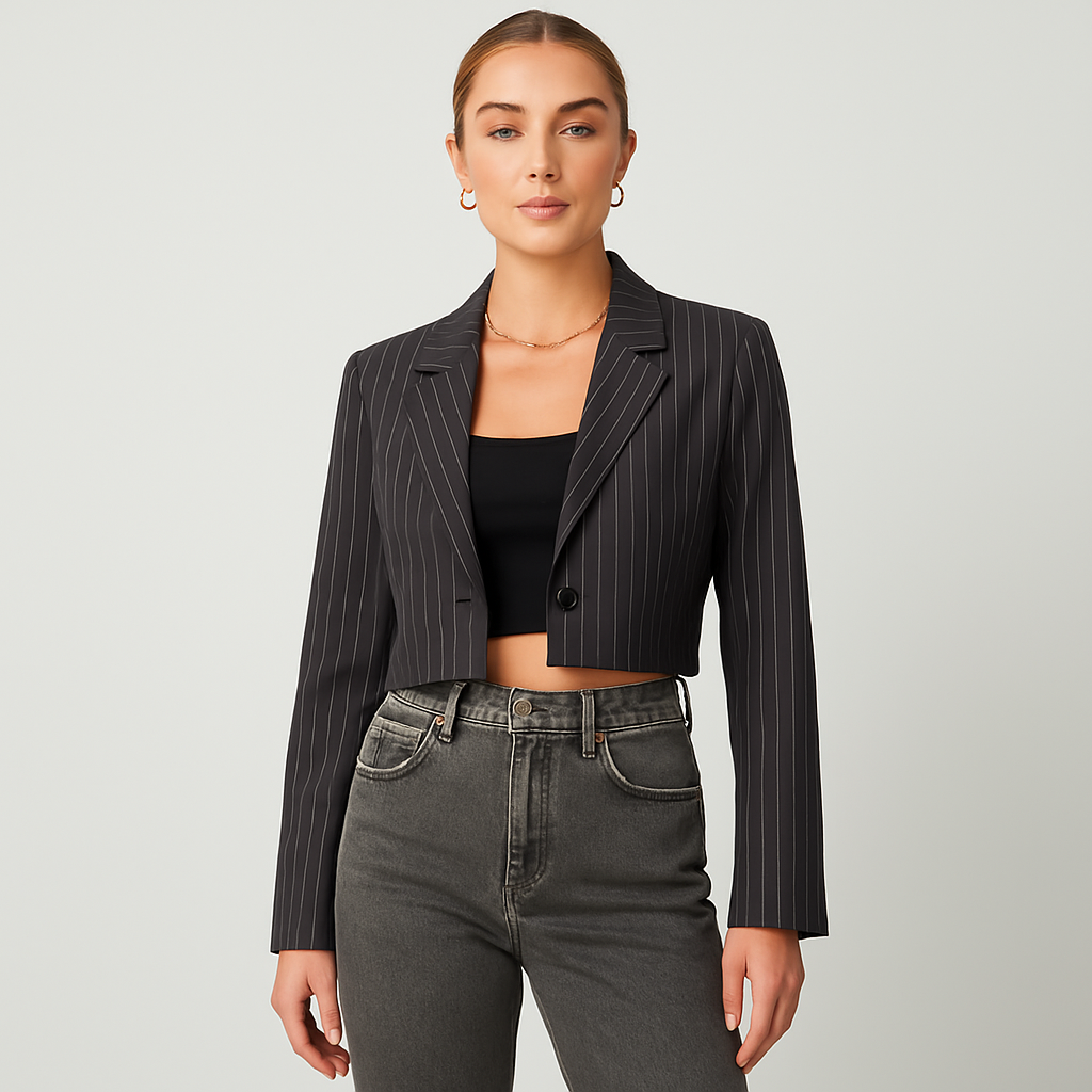 The Emilia Pinstripe Cropped Blazer