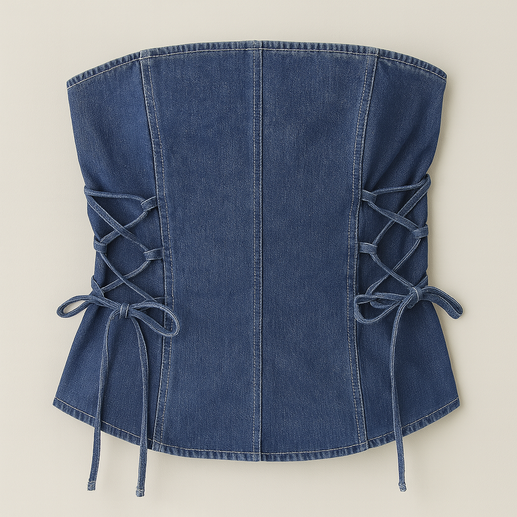 The Marceline Denim Lace Tube Top