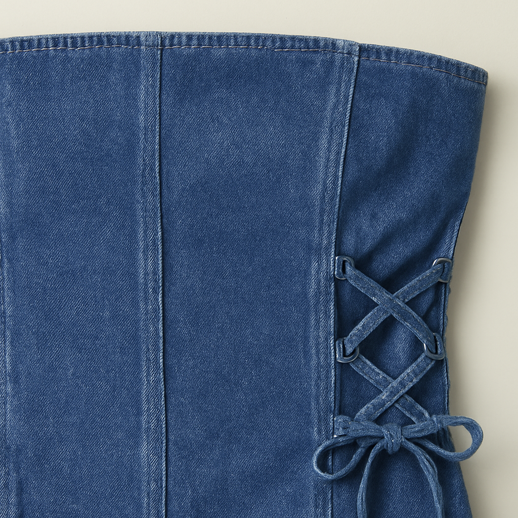 The Marceline Denim Lace Tube Top