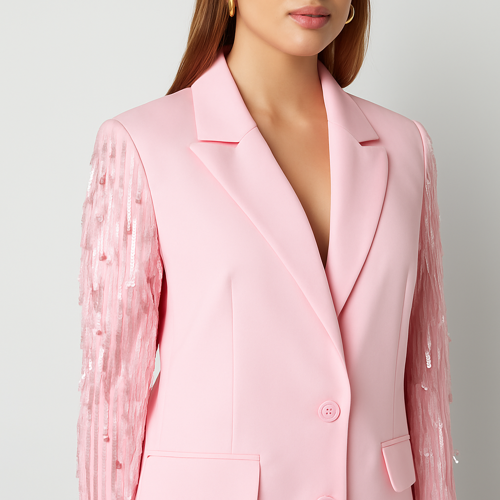The Serena Glitter Sleeve Blazer