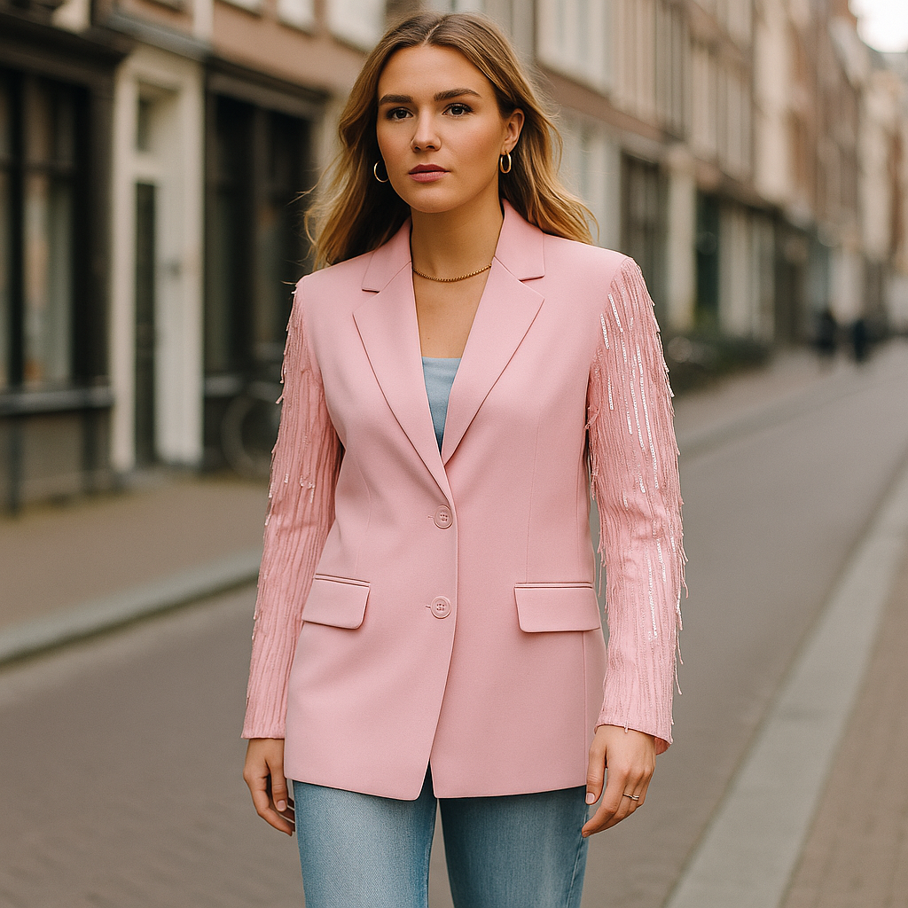 The Serena Glitter Sleeve Blazer